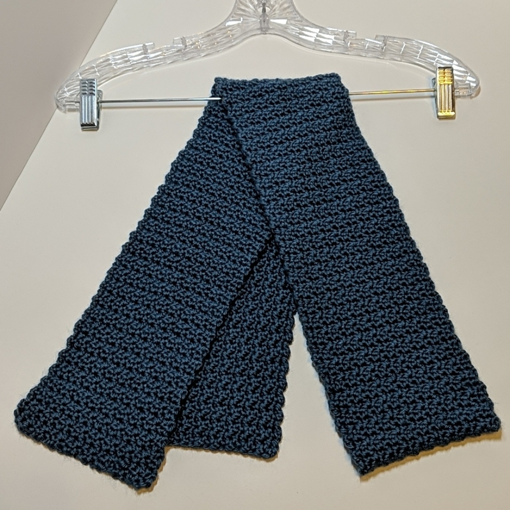 Handmade Crocheted Scarf - Blue